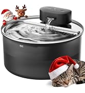 oneisall Cat Water Fountain Stainless Steel Tray: 108oz/3.2L Wireless Pet Fountain for Cats Indoo...