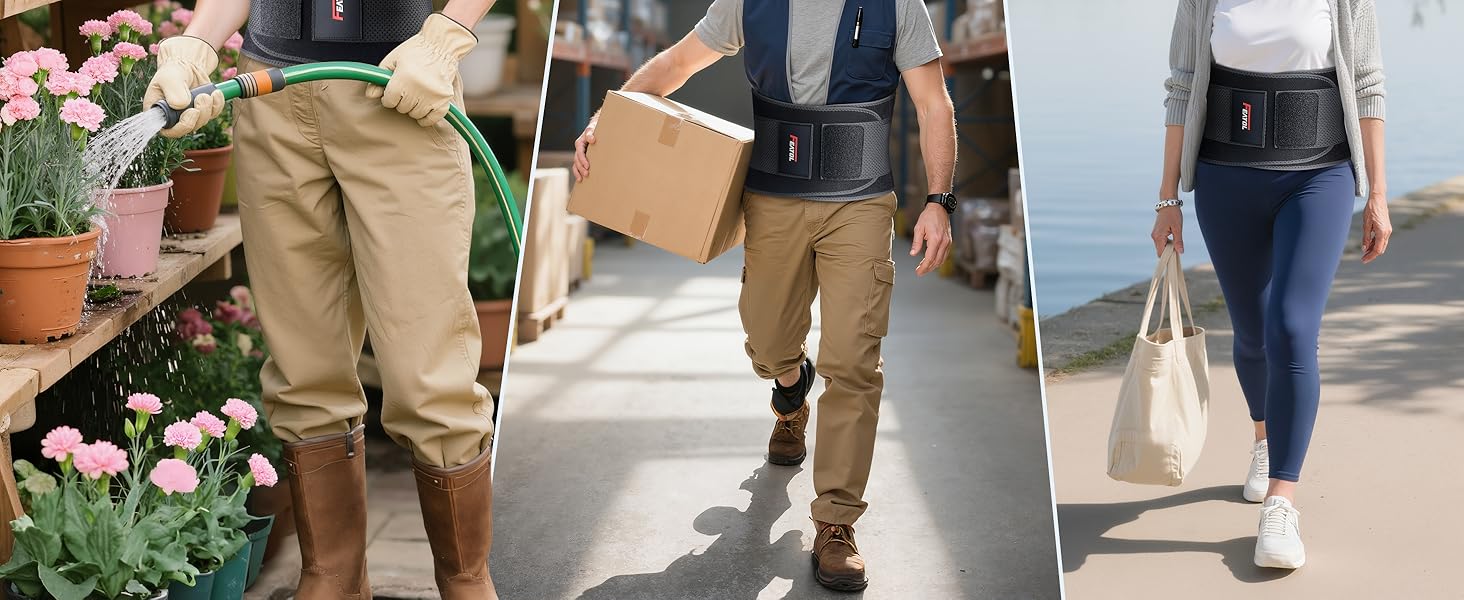 3D back brace for garden, lifting, walking