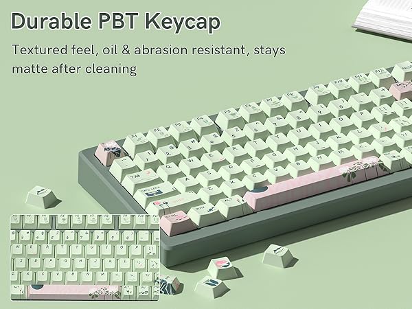 Durable PBT Keycap,Textured feel, oil &amp;amp; abrasion resistant, stays matte after cleaning
