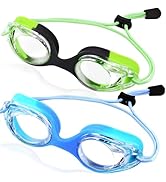 Vvinca Kids Swim Goggles with Bungee Strap No Leaking Anti Fog Toddler Goggles with Quick Adjust ...