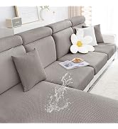 smiry Waterproof Couch Cushion Covers, Stretch Jacquard Thick Sofa Cushion Covers, Washable Seat ...