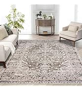KUTA Vintage Area Rug 5x7 Tan, Washable Rugs for Living Room Ultra Soft Non-Slip Bedroom Rug Prin...