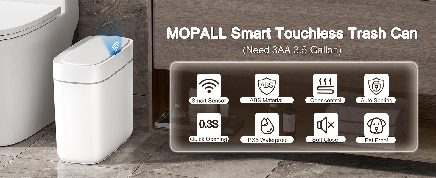 motion sensor trash can bathroom · touchless bathroom trash can · automatic trash can with lid