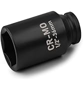 EGOFIX 1/2" Drive Deep Impact Socket, 36mm Metric Socket, Axle Nut Socket CR-MO 6 Point for Easy ...