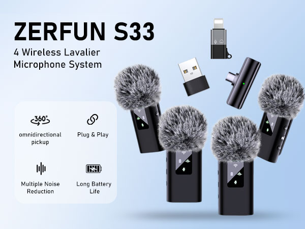 Pro 4 Wireless Lavalier Microphone for iPhone Android Phone Pad Computer