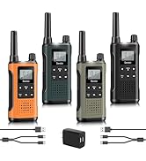 Derebir Walkie Talkies Long Range for Adults-4 Pack Rechargeable Walkie Talkies 22 FRS Channels 2...
