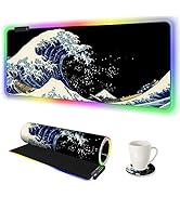 RGB Gaming Mouse Pad Large, AIMSA Keyboard Led Mousepad Extended 35.4 x 15.8 inch Non-Slip Rubber...