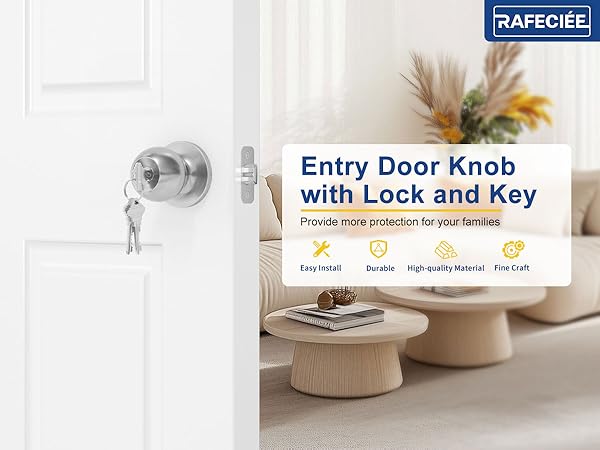 Entry Door Knob with Lock and Key
