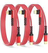 Pofesun USB C to USB C Charger Cable 60W 3-Pack 10ft Type C Charging Cable Cord Right Angle Fast ...
