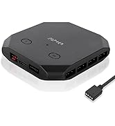 upHere 12V RGB to 5V ARGB PC Fan Hub with 6 PWM 4Pin Port,8 5V ARGB 3Pin Port,Support up to 6 4-P...