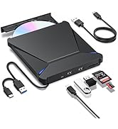 Haiway External DVD Drive, USB 3.0 Type-C Portable CD DVD Drive Burner Player Reader Writer with ...