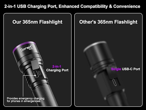 usb uv flashlight rechargeable