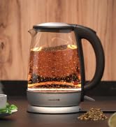 Glass Electric Tea Kettle. Fast Water Boiler. BPA-FREE Stainless Steel &amp; Borosilicate Glass. Desi...