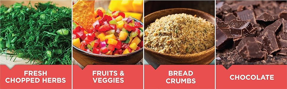 fresh chopped herbs, fruits &amp; veggies, bread crumbs, chocolate