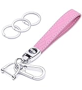 Wisdompro Microfiber Leather Car Keychain, Universal Key Fob Keychain Leather Key Chain Holder wi...