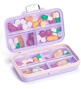 Daviky Travel Pill Organizer,Large 7-Compartment Pill Box for Vitamins &amp; Medications, Compact Med...