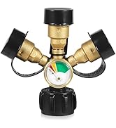 Detoypapa Propane Tank Splitter 3 Way with Gauge, 3 Way Propane Splitter Adapter with Shut-Off Va...