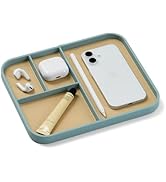 Nordik Leather Valet Tray - Seafoam Mist - 9.5 x 7.9 Inch Medium Vegan Leather Tray - Stylish Nig...