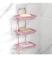 Moforoco Soap Dish Holder for Shower Wall, No Drilling, 3-tier 304 Rustproof Stainless Steel, Soa...