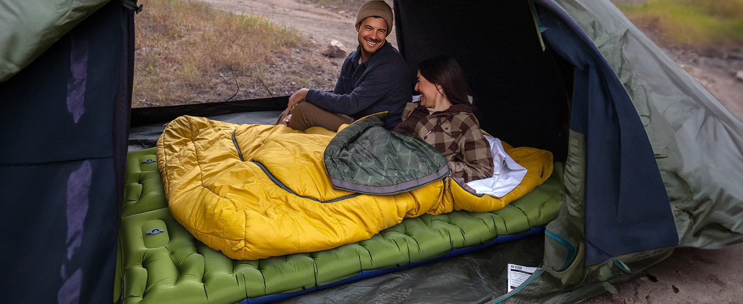 Camping Sleeping Pad,5.9 Inch Thick Camping Mat with Built in Pillow and Foot Pump