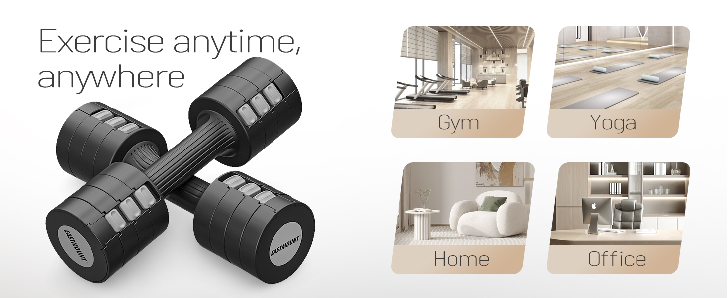 EAST MOUNT Adjustable Dumbbells 5 lb Dumbbells Set of 2 / Free Weights Women Hand Weights