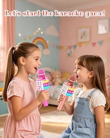 Kids Karaoke Bluetooth Microphone Toys for Girls Microphone Karaoke Machine