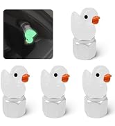 xbrtaia 4 Pack Cute Duck tire Valve caps, Glow in The Dark Tire Valve Caps, Interesting and Pract...