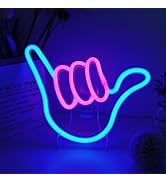 ENUOLI Shaka Hand Neon Signs, Hang Loose LED Neon Light for Wall Decor, USB/Battery Powered Night...