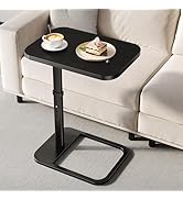 Black TV Tray Table with 9-Level Adjustable Height, Lockable Flip-Top &amp; Rounded Metal Corners, C ...