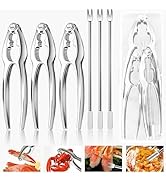 Aruosut 6 Pcs Lobster Crackers and Picks Set, Stainless Steel Crab Crackers Tools with Storage Bo...
