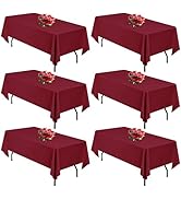 Burgundy 6 Pack Polyester Table Cloth 60 x 102 Inch, Rectangle Tablecloths for 6 Foot Tables Wash...