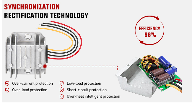 Nilight 120W 24V to 12V 10A DC Converter Regulator Reducer Golf Cart Voltage Converter Regulator