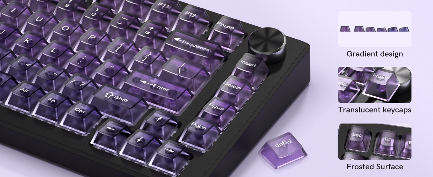 Gradient Purple Frosted keycaps,Translucent Jelly Key caps Set,Shine Through Key caps,Cherry Profile