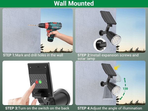 solar wall lights outdoor waterproof spot light