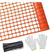 PotatoLife Plastic Mesh Fence Safety Fence, 4'x100' Roll with 100 Zip Ties, Resuable Temporary Ne...