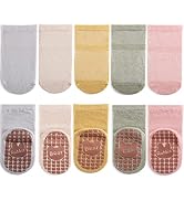 Exegawe Baby Mesh Socks with Non Slip Thin Toddler Anti Skid Crew Socks for Girls Boys 5 Pairs