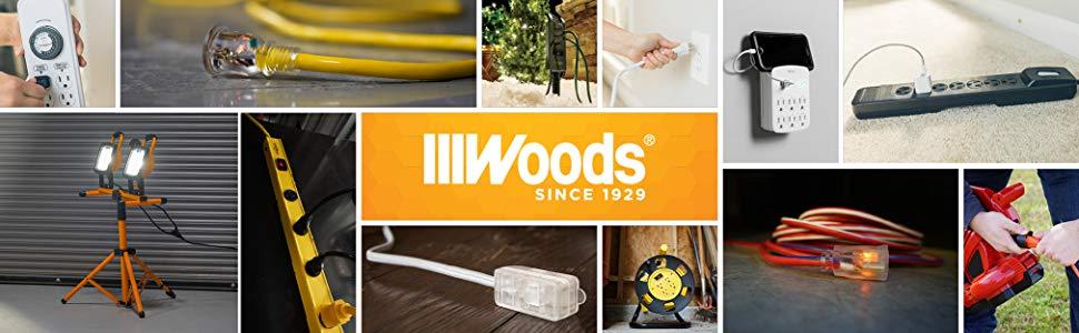 woods, extension cords, timers, work lights, outlet extension cords,home automation