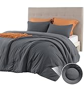 Bedsure Queen Comforter Set Dark Grey, Soft Prewashed Queen Size Bedding, Quilted Comforter with ...
