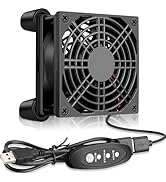 GDSTIME Quiet 80mm USB Router Cooler Fan with Speed Controller, DC 5V Brushless Computer Case Fan...