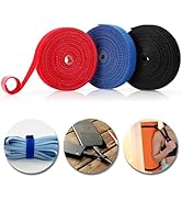 Cable Management Straps 9.8 FT*0.5"*3 Hook and Loop Tape Cuttable Cable Ties Reusable Cord Organi...
