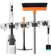 IMILLET Broom Holder Wall Mounted, Stainless Steel Broom Mop Holder Self Adhesive Heavy Duty Hook...