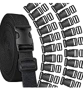 YGDZ Buckles Strap Set, 10 Yards 1 Inch Nylon Webbing Strap with 20 Set Side Release Plastic Buck...