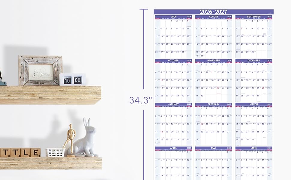 one page vertical wall calendar 2026 2027 calendar