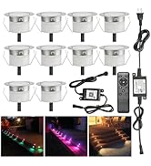 Smart LED Deck Light Kits - 10 Pack of 1.77" Low Voltage Recessed RGBW Deck Lights IP67 Waterproo...