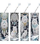 JISHSHAY 4 PCS Diamond Art Bookmarks Diamond Painting Book Marker Gem Art Book Marks for Reading ...