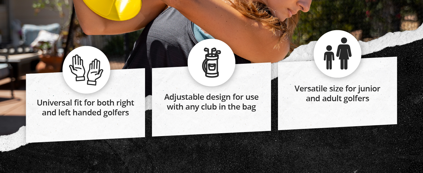 Universal fit for right and left golfers, adjustable design use with any club, versatile size 