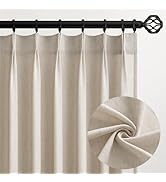 Topfinel Oatmeal Beige Pinch Pleated Curtains 84 Inches Long for Living Room 2 Panels Sets,Stone ...