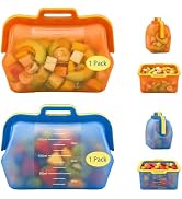2 Pack Magnetic Seal Reusable Silicone Food Storage Bag, 68 oz, NUZEAK | Magnetic Fast Seal, Stan...