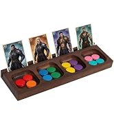 BENECREAT 8.66x2.76 Inch Wooden Token Tray Board, Game Organizer with Card Holder, 4-Compartment ...