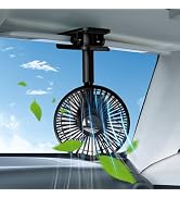 DICMKY USB Car Fan Oscillating Rechargeable Fan with Colorful Light Battery Powered, 360° Rotatab...